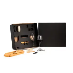 Kit para petisco e vinho com potes em bambu 9 peças personalizado
