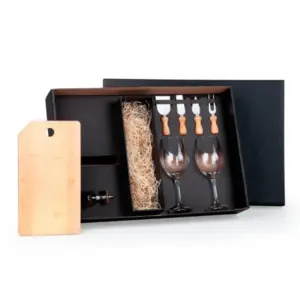 Kit para queijo e vinho com taças 8 peças personalizado