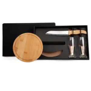 Kit queijo e cerveja com tábua e copos 4 peças personalizado
