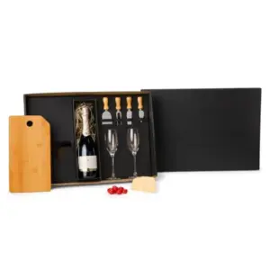 Kit queijo e champanhe com taças 7 peças personalizado