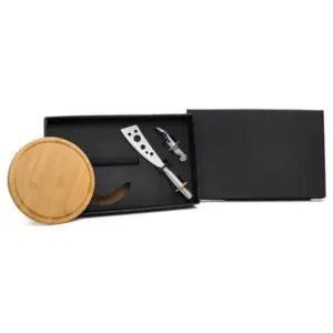 Kit queijo e vinho com tábua faca e abridor 3 peças personalizado