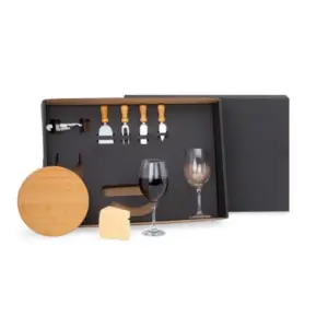Kit queijo e vinho com abridor saca-rolhas 8 peças personalizado