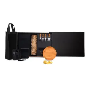 Kit queijo e vinho com porta vinho em corvim 11 peças personalizado