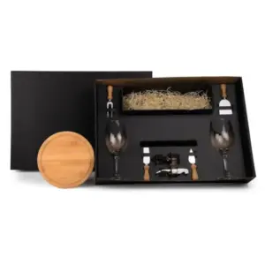 Kit queijo e vinho com espaço para garrafa 9 peças personalizado