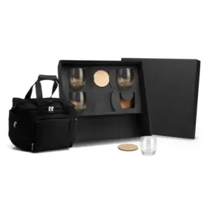 Kit whisky com bolsa térmica e copos 9 peças personalizado