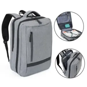 Mochila em poliéster 300D melange cinza 18 litros personalizada