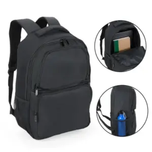 Mochila em poliéster 600D preta 28 litros personalizada