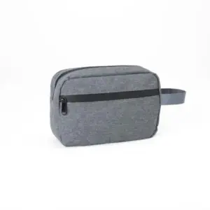 Necessaire em poliéster 300D melange cinza personalizada