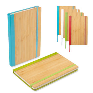 Caderno A5 capa em bambu e PU personalizado