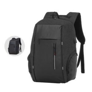 Mochila para notebook em oxford e PU com faixa reflexiva personalizada