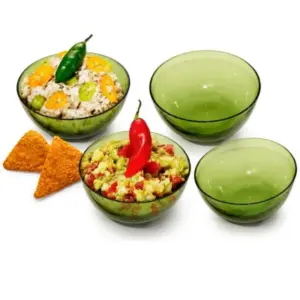 Kit 4 tigelas em vidro verde 350ml personalizado
