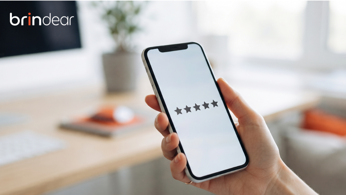 Avaliação 5 estrelas no Google Brindear