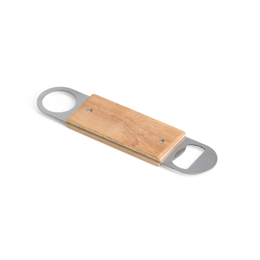 Abridor de garrafa inox com cabo de madeira personalizado