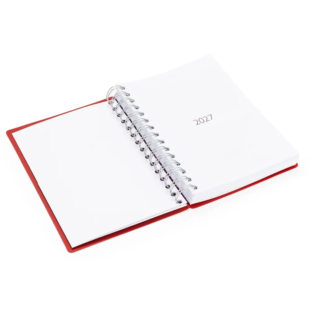 Agenda diária 2027 com espiral personalizada