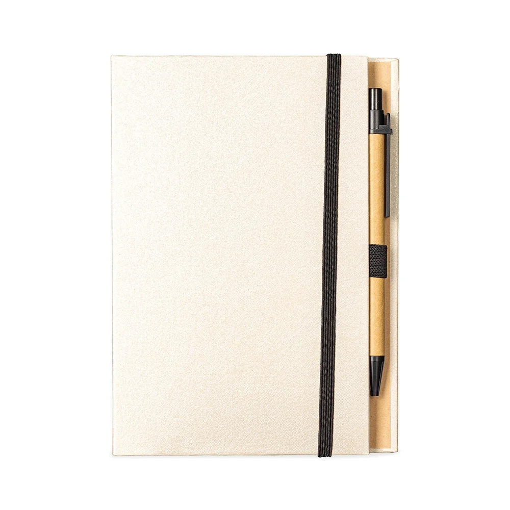 Bloco de anotações 13x18cm com capa e elástico personalizado