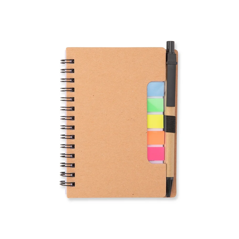 Bloco de anotações de papelão com caneta personalizado