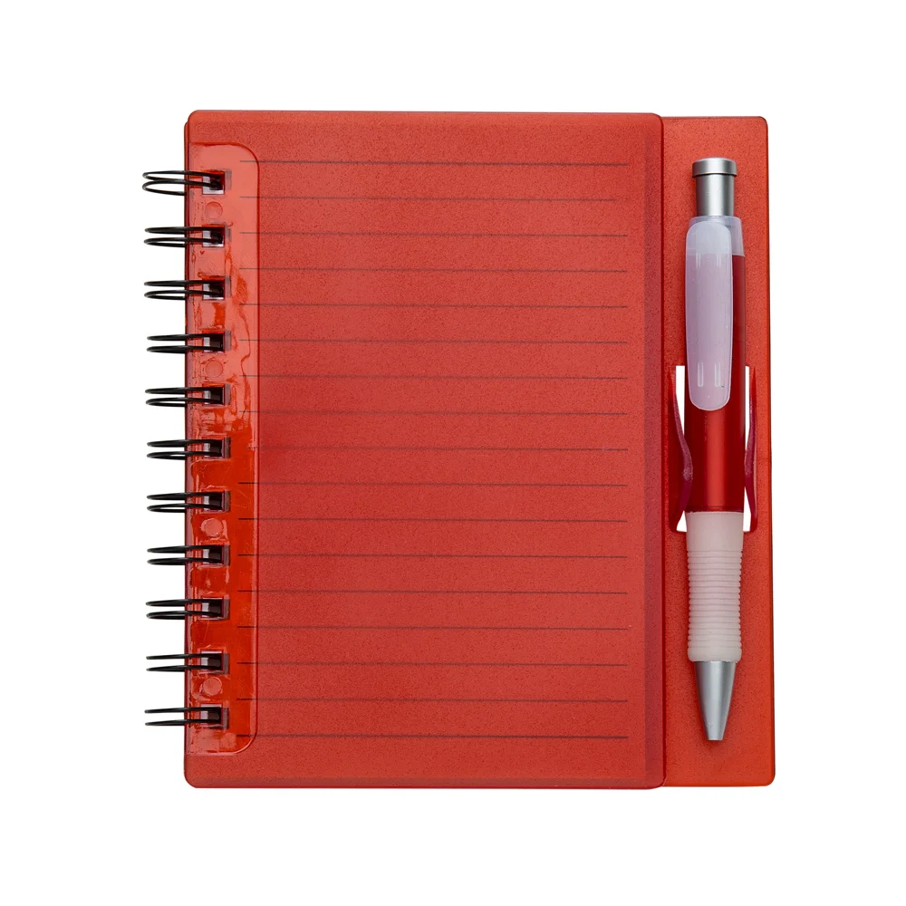 Caderno 16x15cm plástico com caneta personalizado
