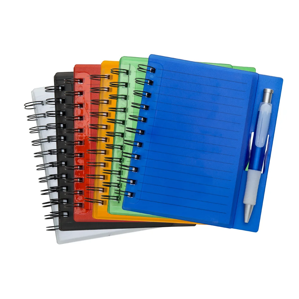 Caderno 16x15cm plástico com caneta personalizado