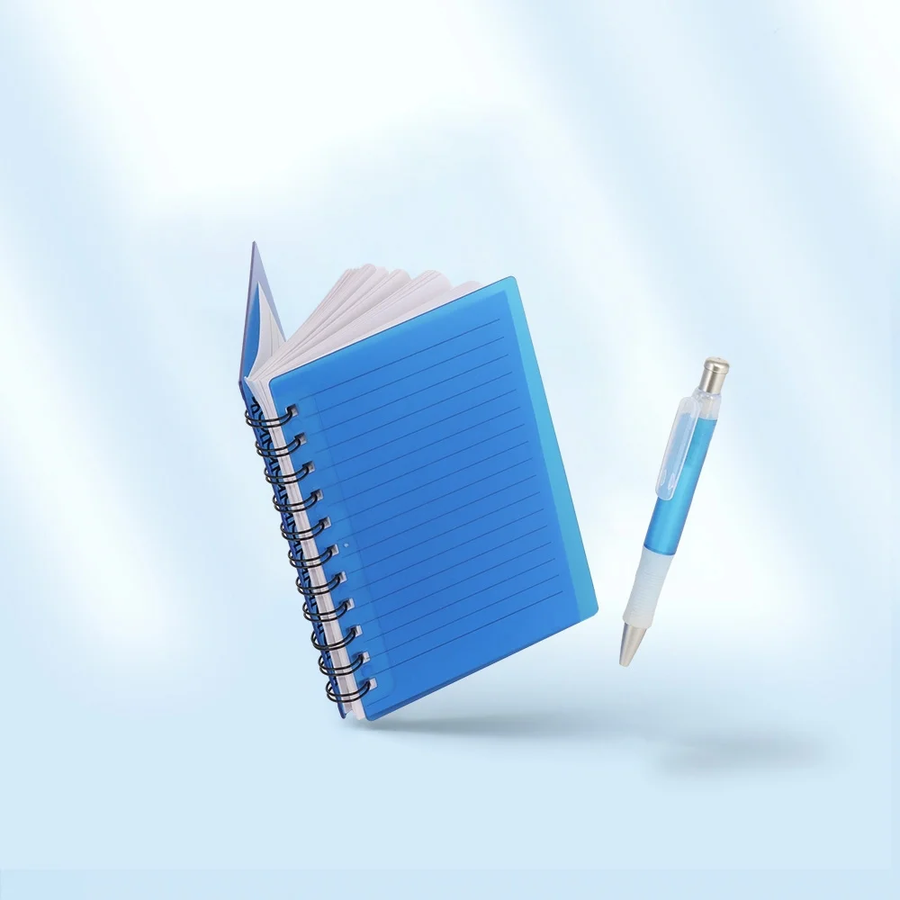 Caderno 16x15cm plástico com caneta personalizado