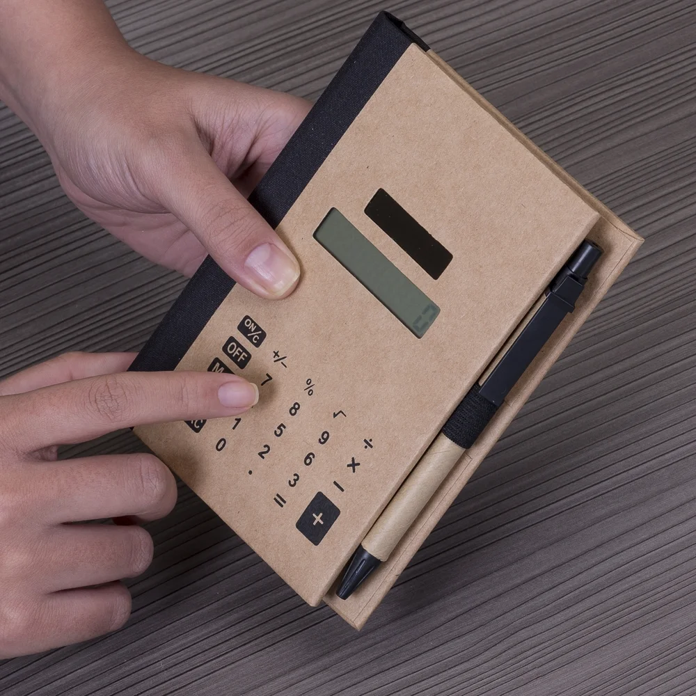 Bloco de anotações com calculadora solar personalizado