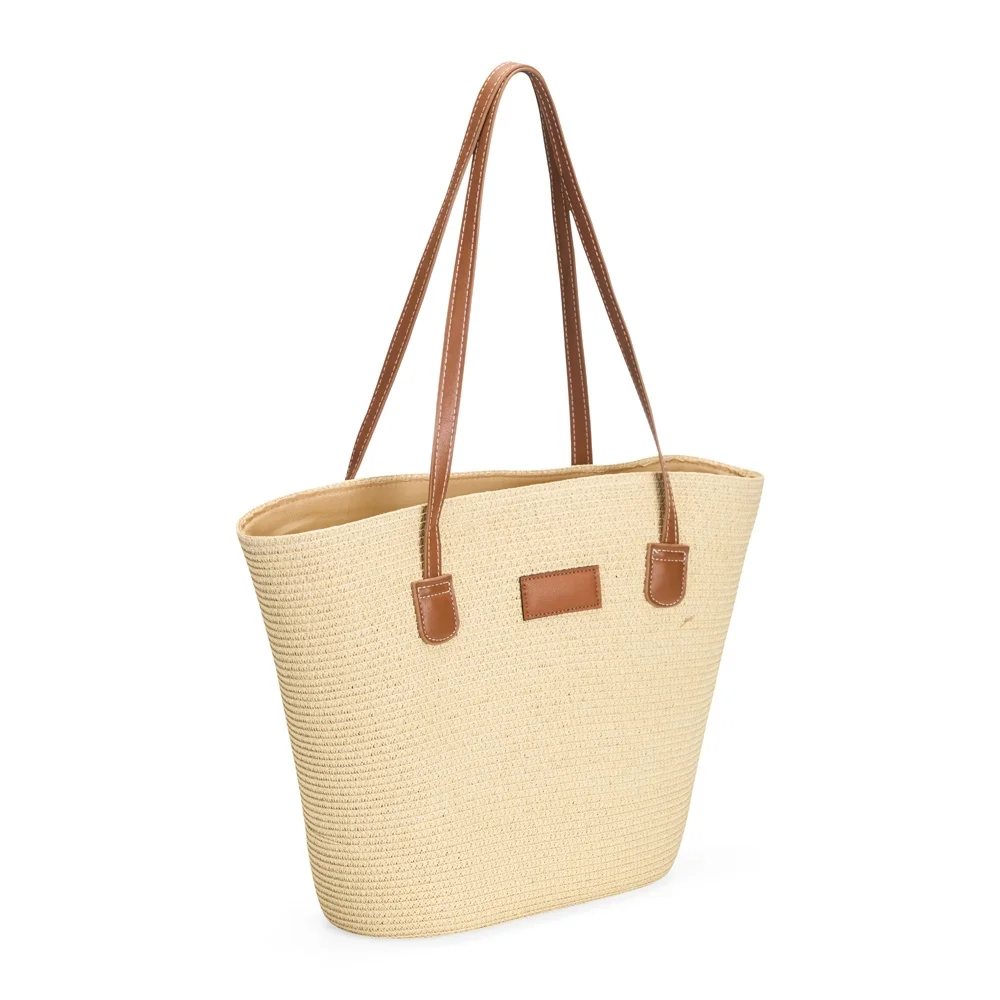 Bolsa em fio de papel torcido com zíper personalizada