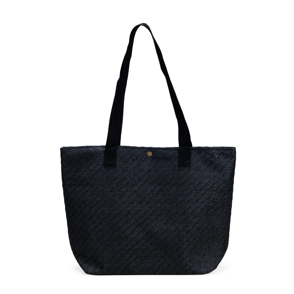Bolsa de palha trançada com botão personalizada