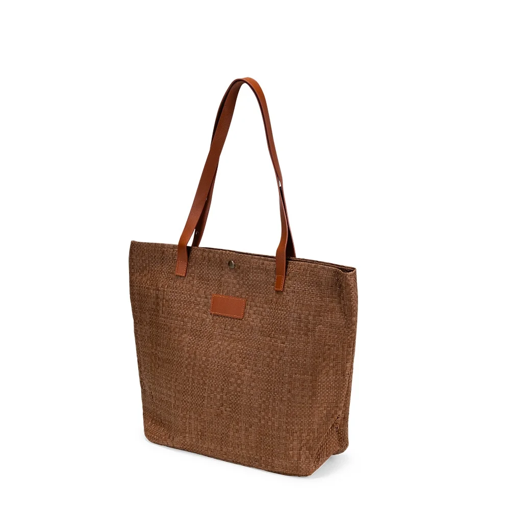 Bolsa de palha trançada com zíper personalizada