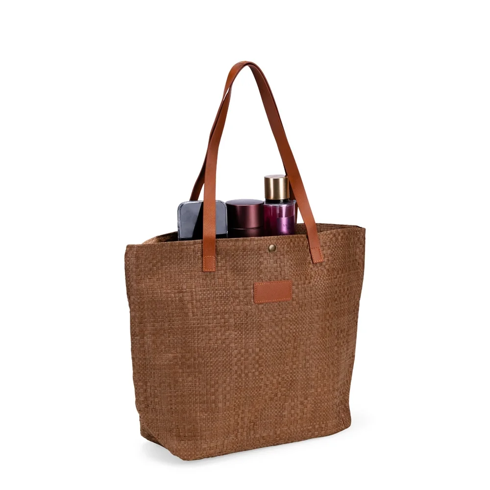 Bolsa de palha trançada com zíper personalizada