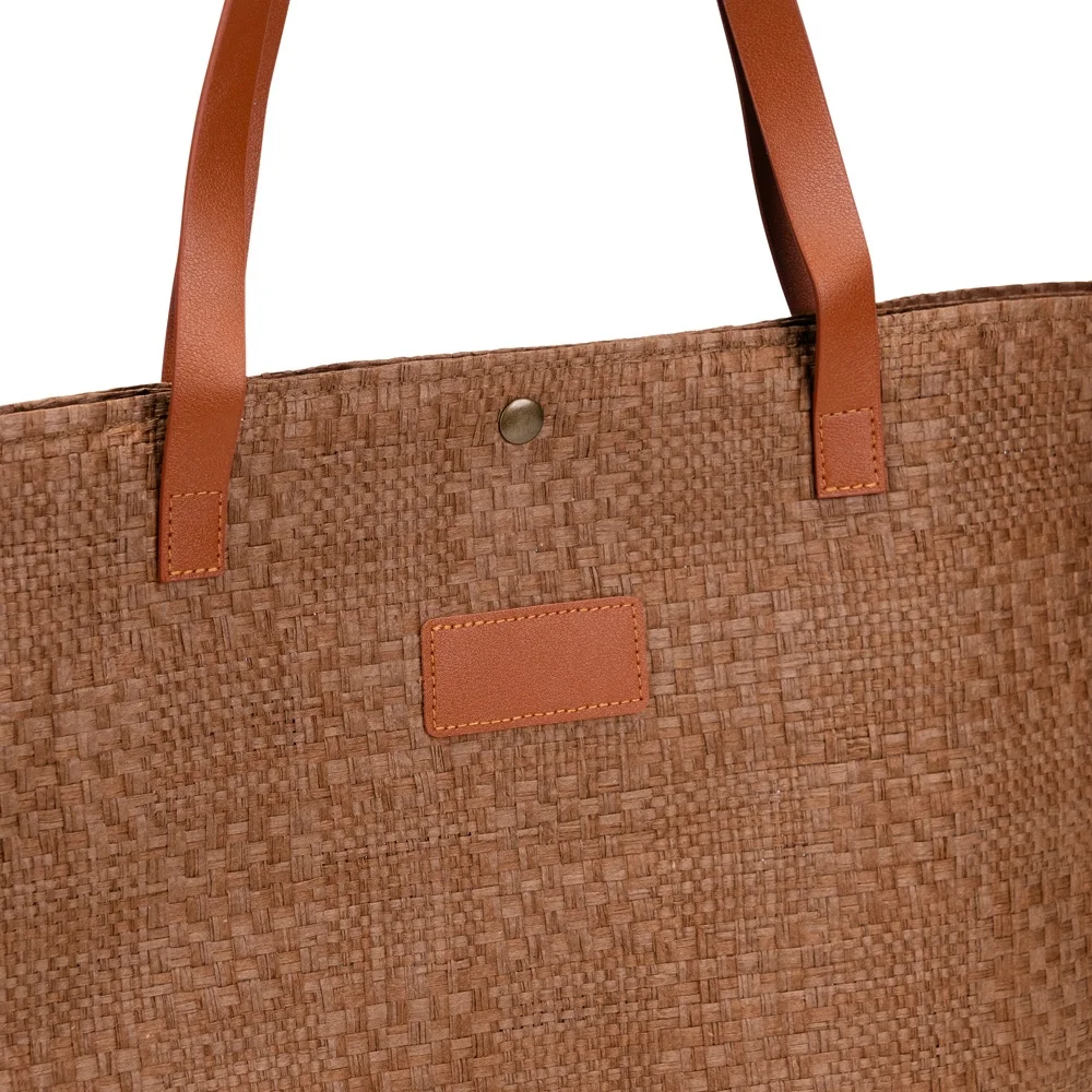 Bolsa de palha trançada com zíper personalizada