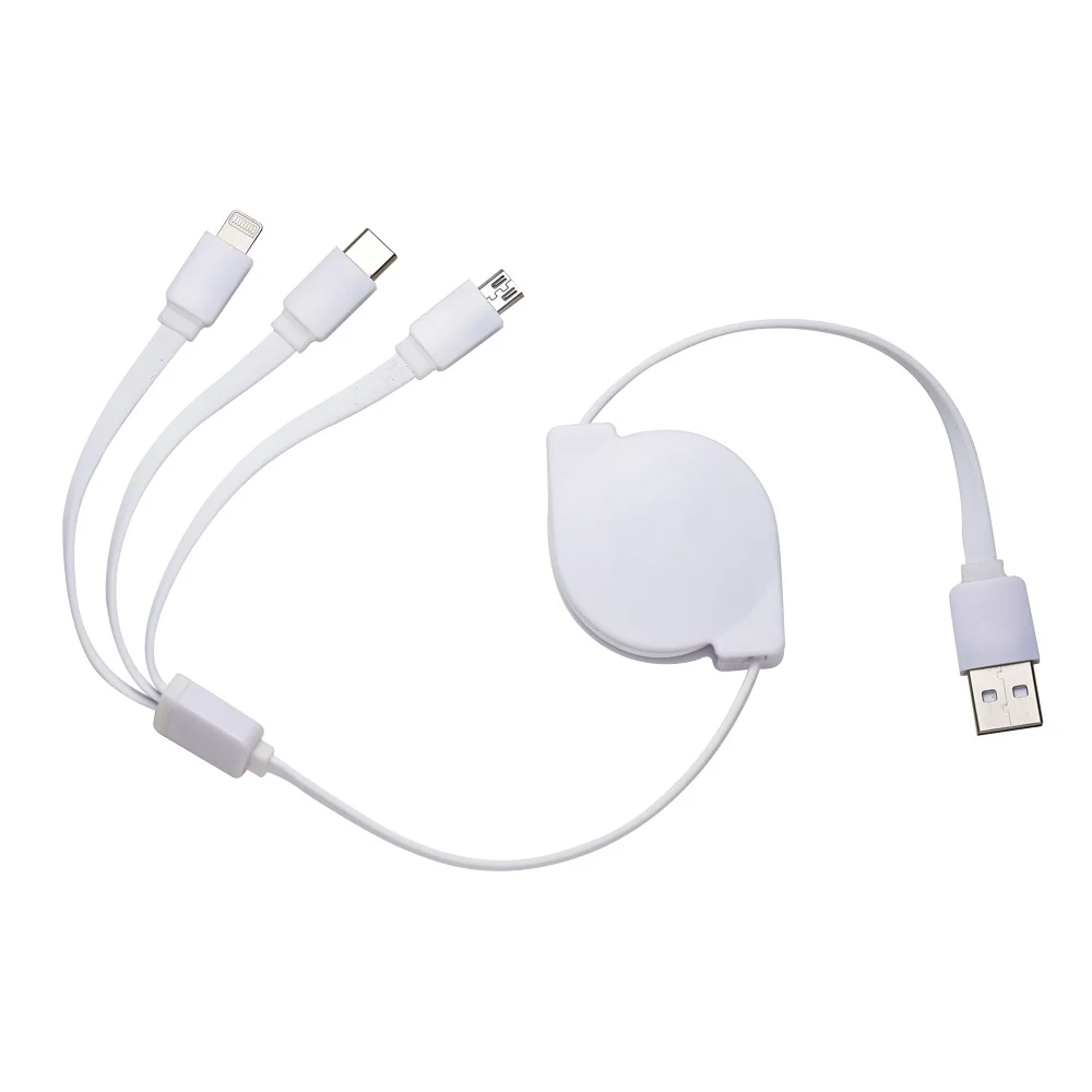Cabo USB retrátil 3 em 1 personalizado