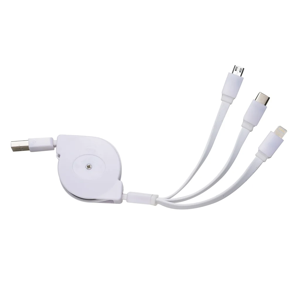 Cabo USB retrátil 3 em 1 personalizado