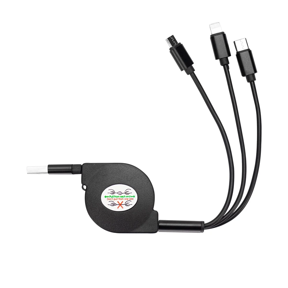 Cabo USB retrátil 3 em 1 personalizado