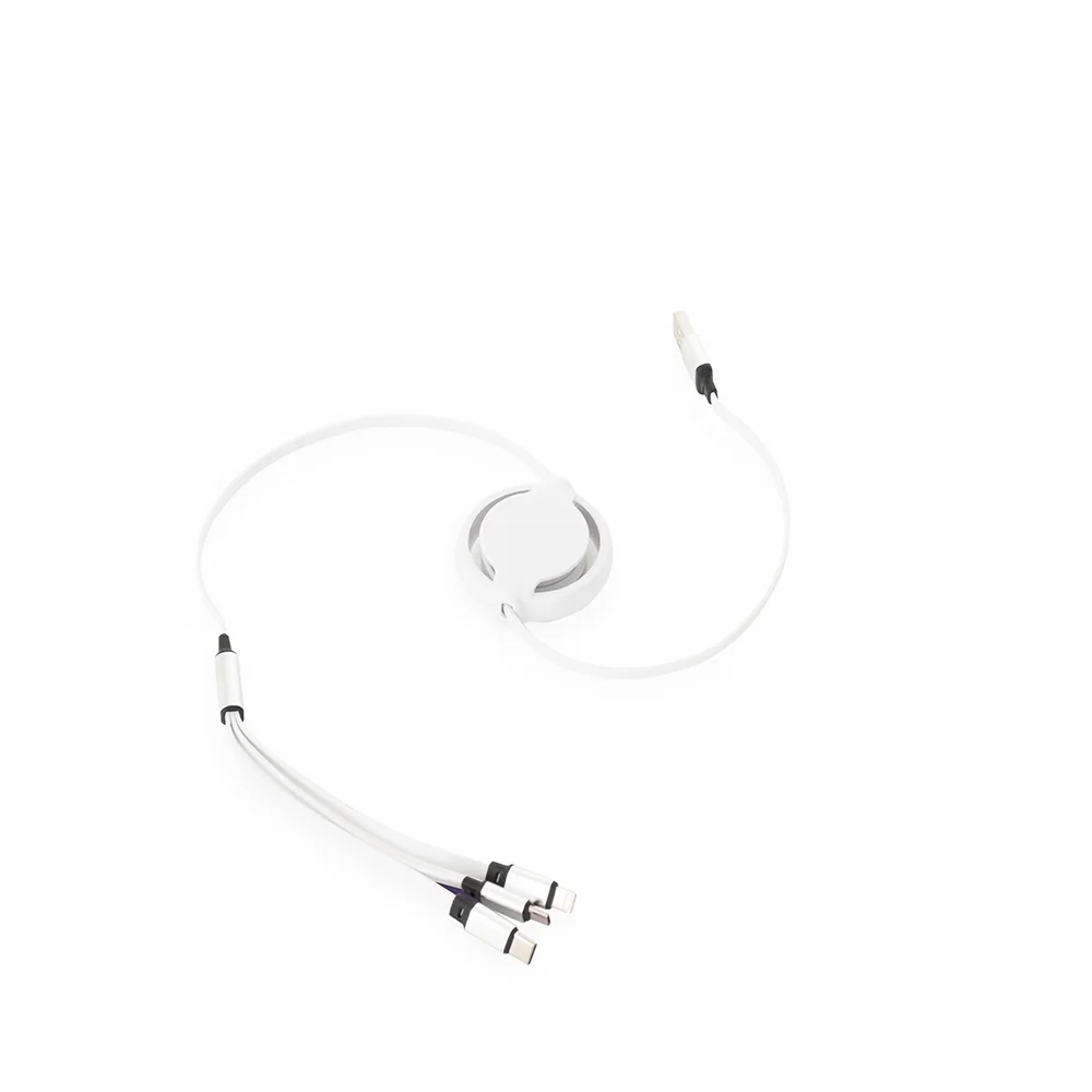 Cabo USB retrátil 3 em 1 personalizado