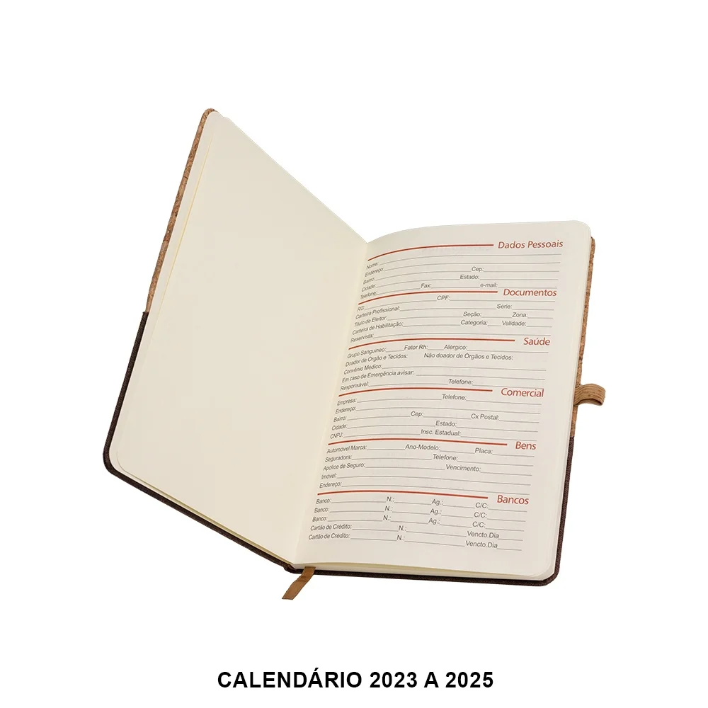 Caderneta A5 cortiça com suporte personalizada