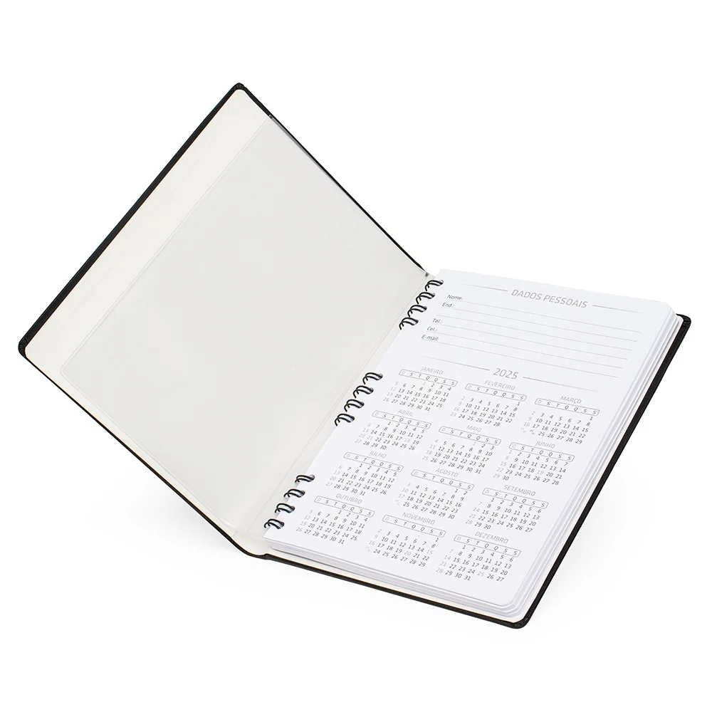 Caderneta grande 19x25cm em couro sintético personalizada