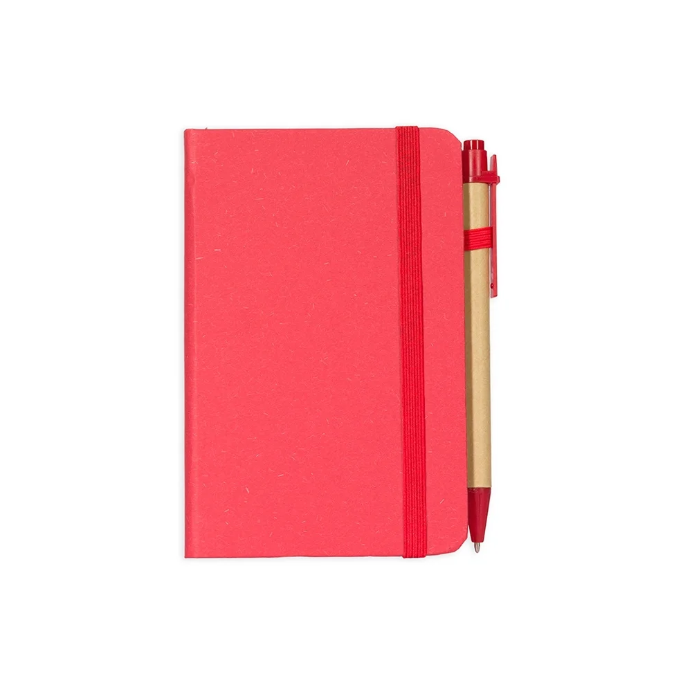 Caderneta de bolso 9x14cm ecológica com caneta personalizada