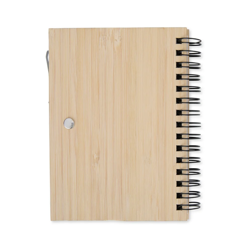 Caderneta A6 ecológica de bambu com caneta personalizada