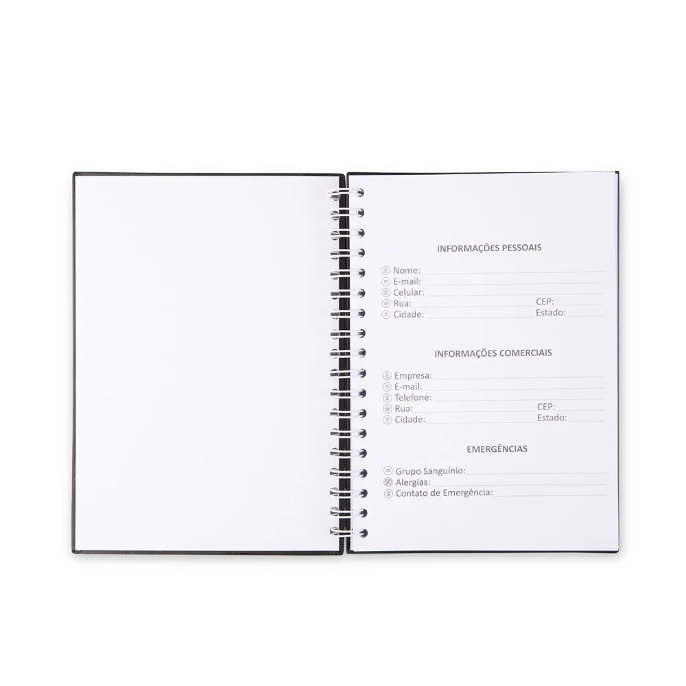 Caderno capa dura fosca wire-o personalizado