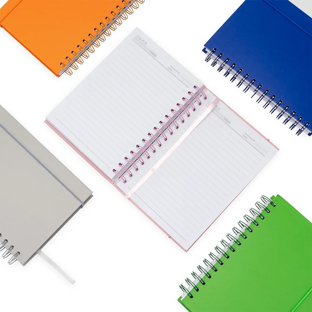 Caderno A5 em couchê com wire-o personalizado