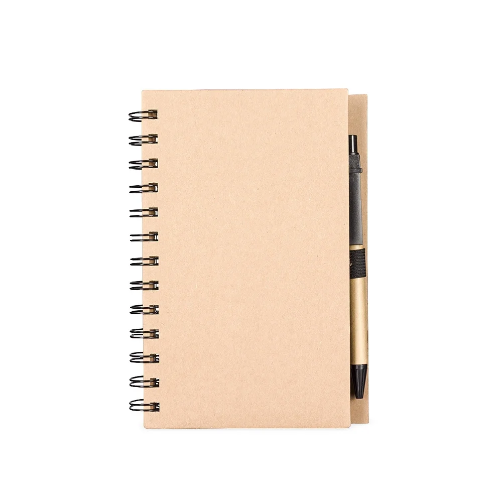 Caderno B6 ecológico com autoadesivos e caneta personalizado