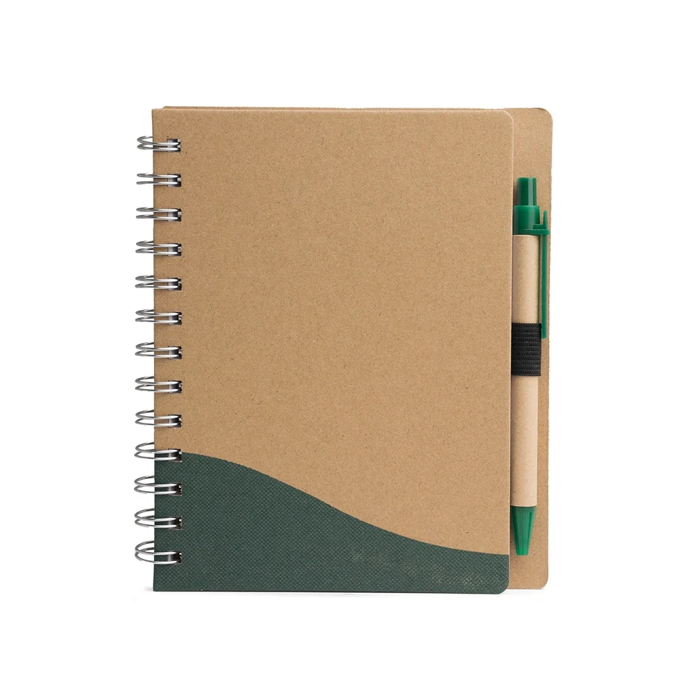 Bloco de anotações em papelão com caneta personalizado