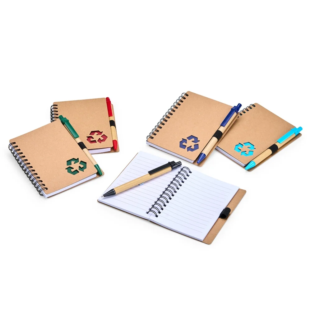 Caderno de bolso 13x11cm ecológico com caneta personalizado