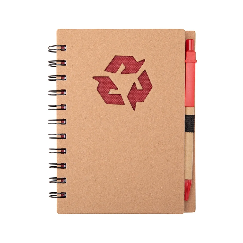 Caderno 16x13cm ecológico em kraft com caneta personalizado