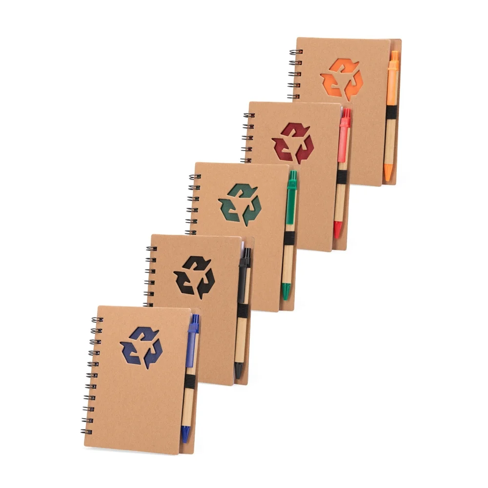 Caderno 16x13cm ecológico em kraft com caneta personalizado