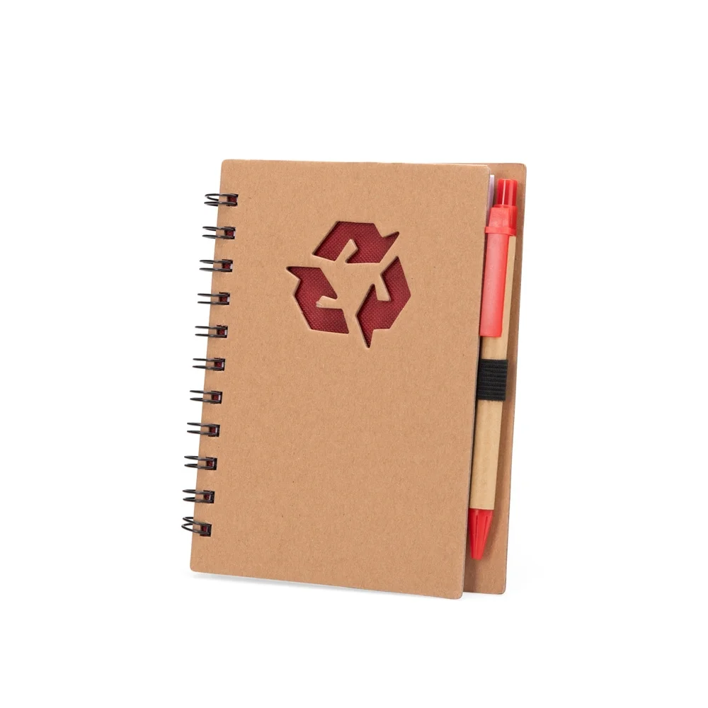 Caderno 16x13cm ecológico em kraft com caneta personalizado