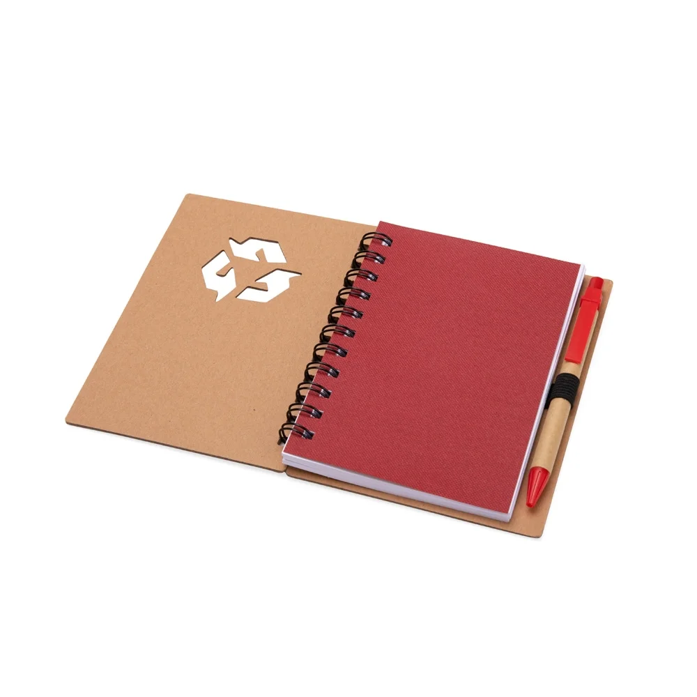 Caderno 16x13cm ecológico em kraft com caneta personalizado