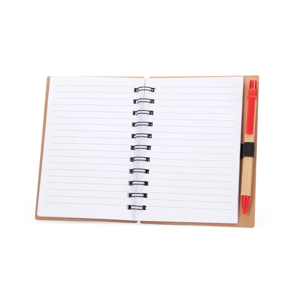 Caderno 16x13cm ecológico em kraft com caneta personalizado