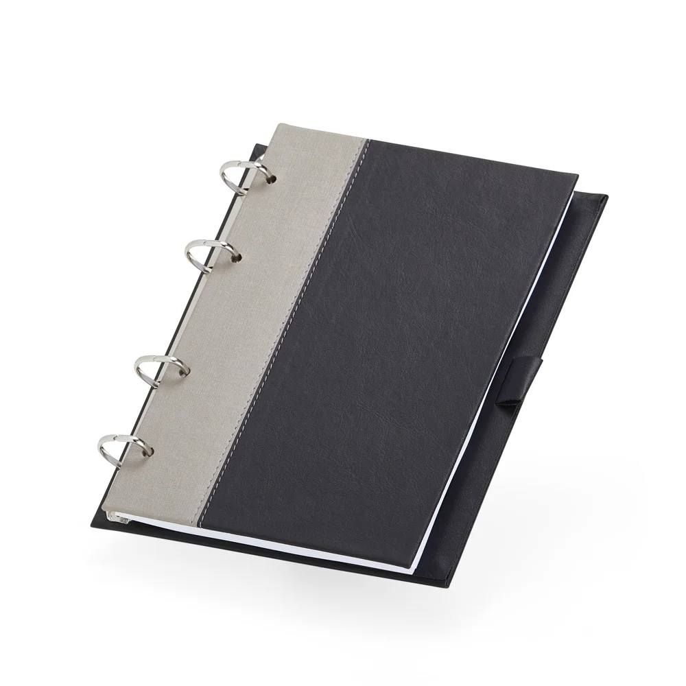 Caderno fichário 22x18cm em couro sintético personalizado