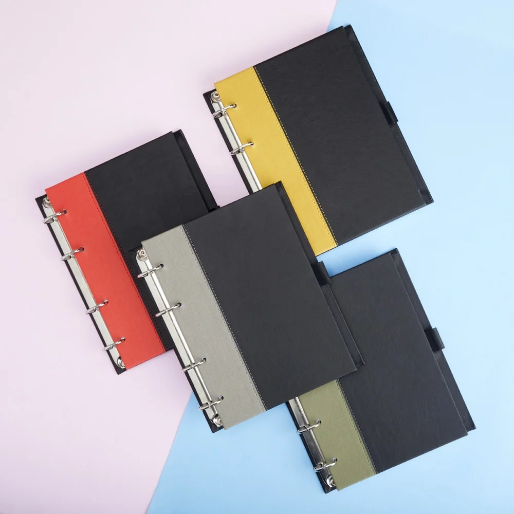 Caderno fichário 22x18cm em couro sintético personalizado