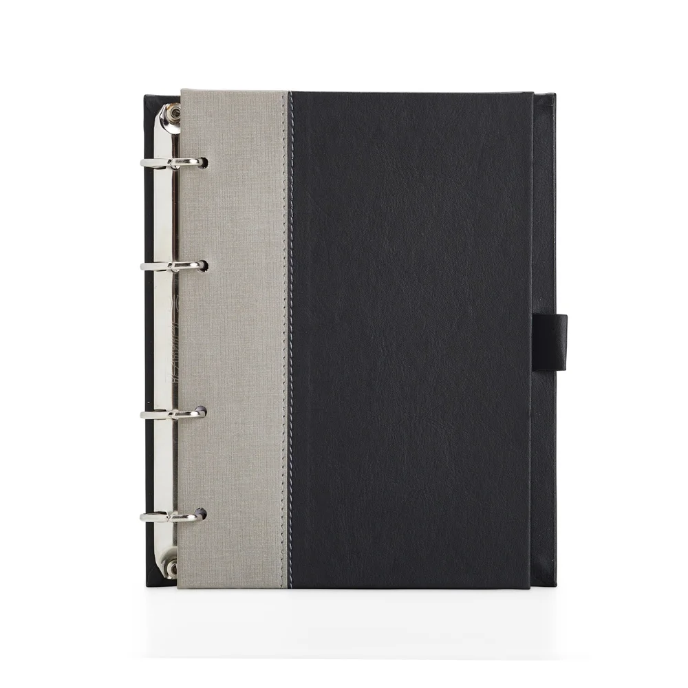 Caderno fichário 22x18cm em couro sintético personalizado